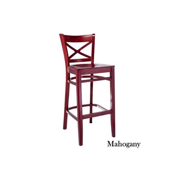 Walnut Cross Back Bar Stool with Wood Seat P8103