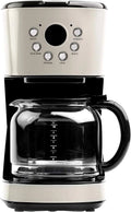 Retro Style Programmable Coffee Maker with Glass Carafe, 12 Cup Capacity V4129