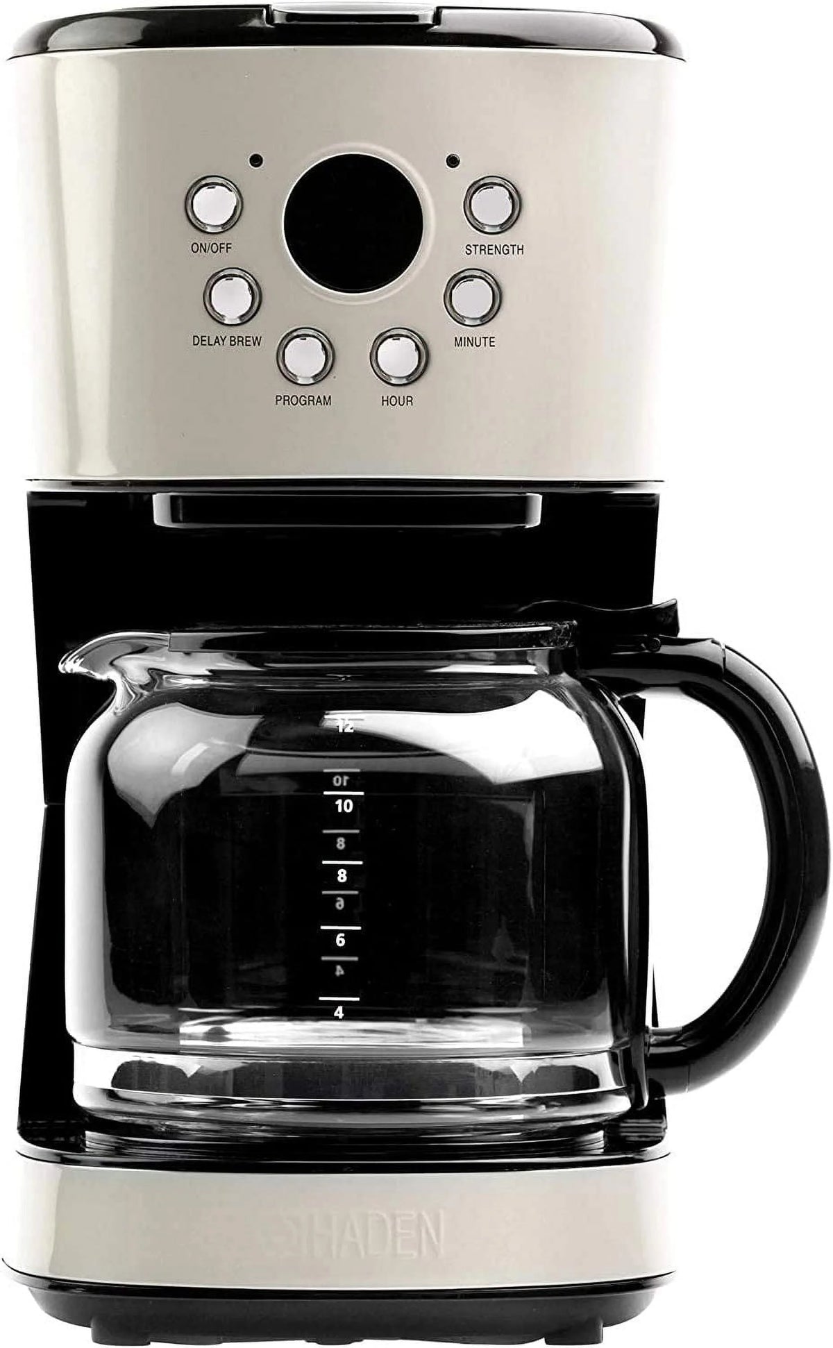 Retro Style Programmable Coffee Maker with Glass Carafe, 12 Cup Capacity V4129