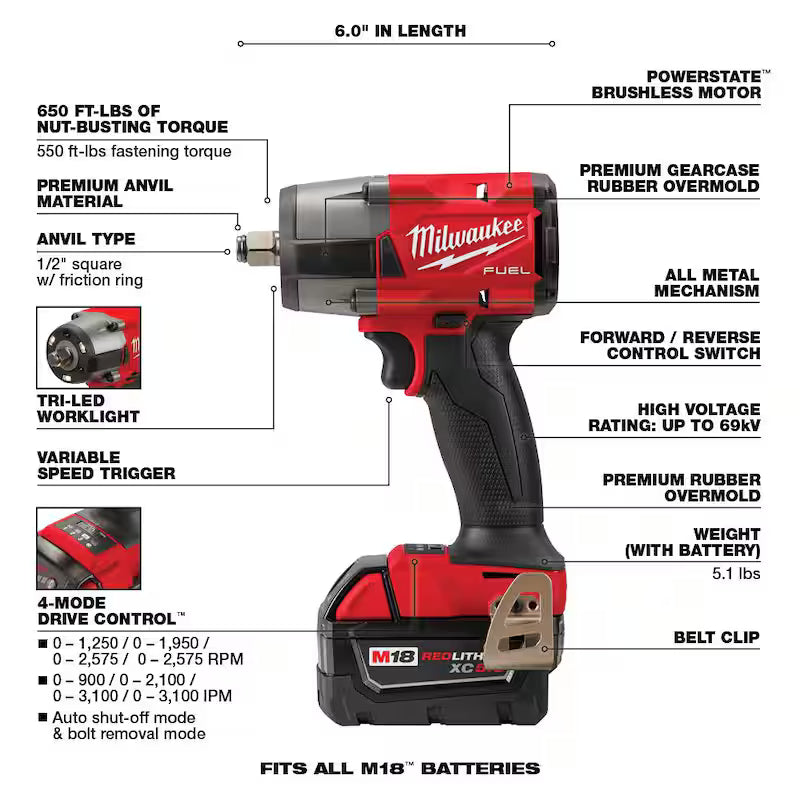 18V Lithium-Ion Brushless Cordless Combo Kit with 5.0Ah Batteries and Charger C47336