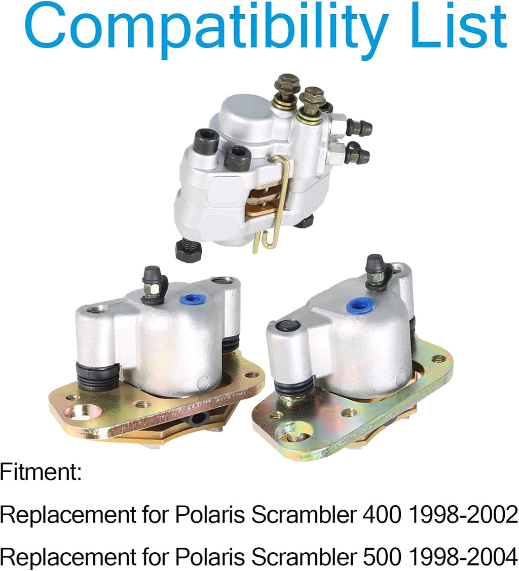 Front Rear Brake Calipers w/Pads for Polaris Scrambler 400 500 2x4 4x4 1998-2004 Pack of 2 X8307