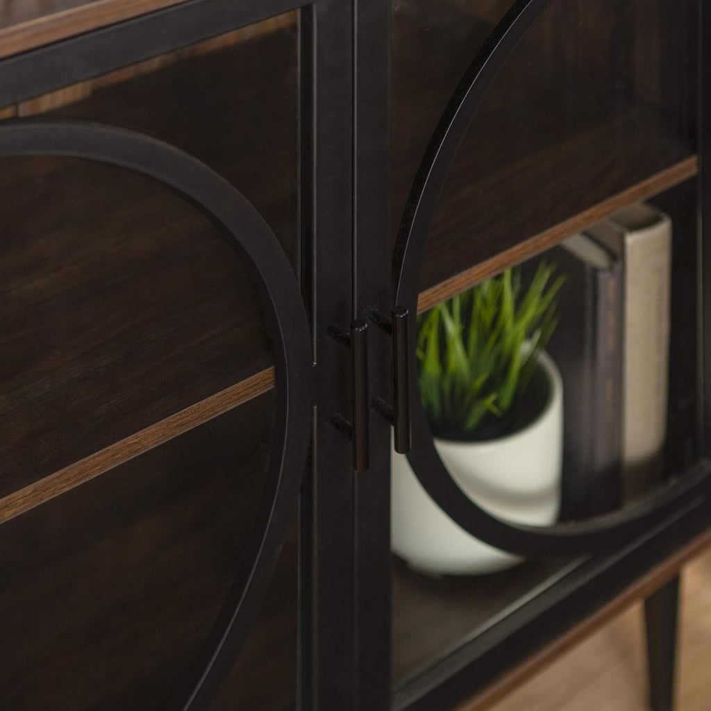 Industrial Buffet Storage Cabinet, 30 Inch, Dark Walnut F257