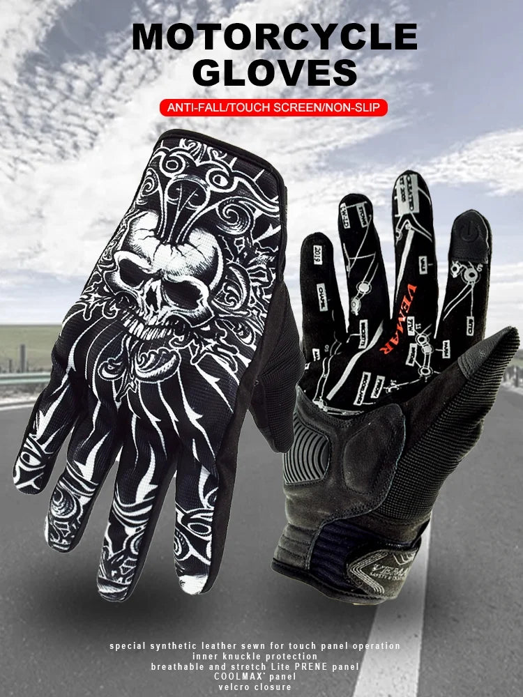 Black Skull Motocross Gloves D920