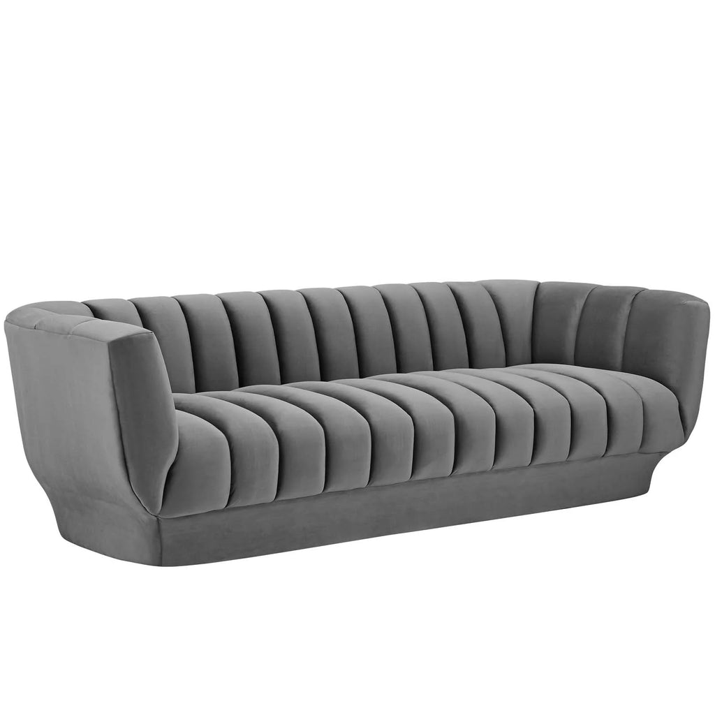 Gray Performance Velvet Sofa and Armchair Set R27143