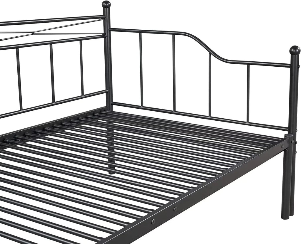 Metal Daybed with Trundle, Twin Size Daybed Frame N8448
