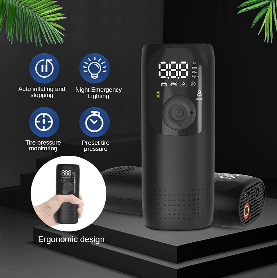 150PSI Portable Air Compressor Tire Inflator Rechargeable Digital Pump Pack of 2 P666185