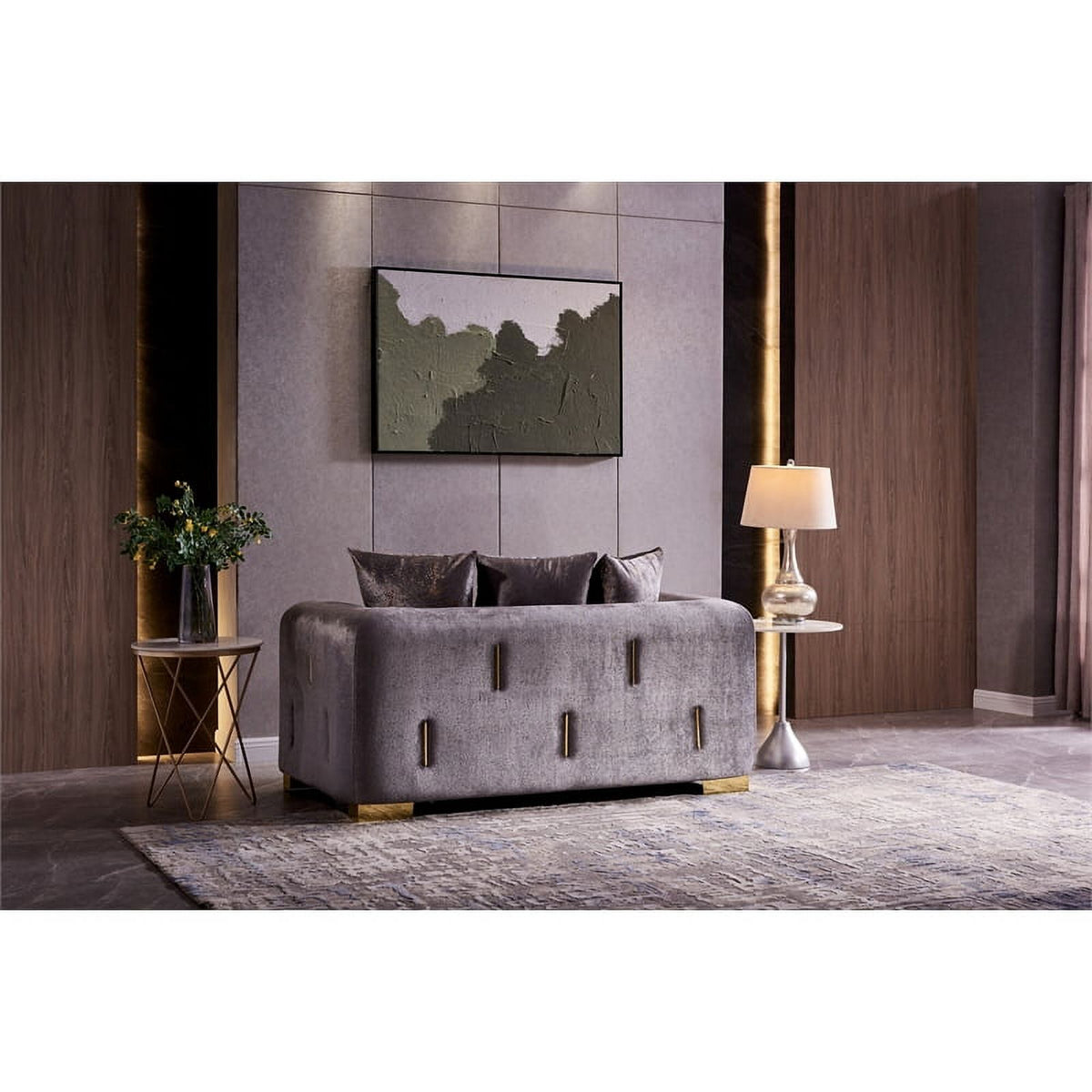 Gray Velvet 2Pc Living Room Set I3548