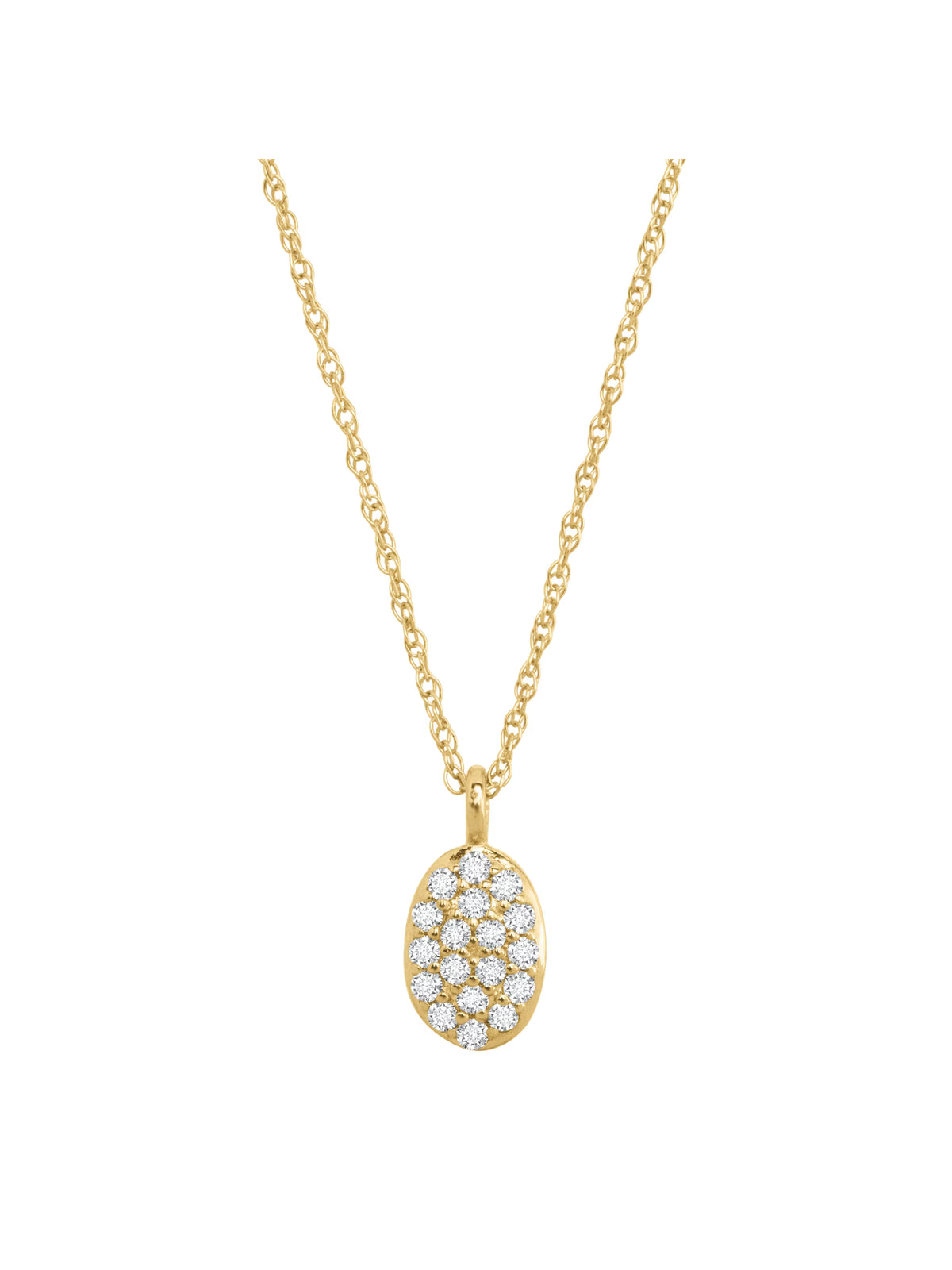 1/10 cttw Diamond Petite Oval Pendant Necklace in 10kt Yellow Gold, 18" L454110
