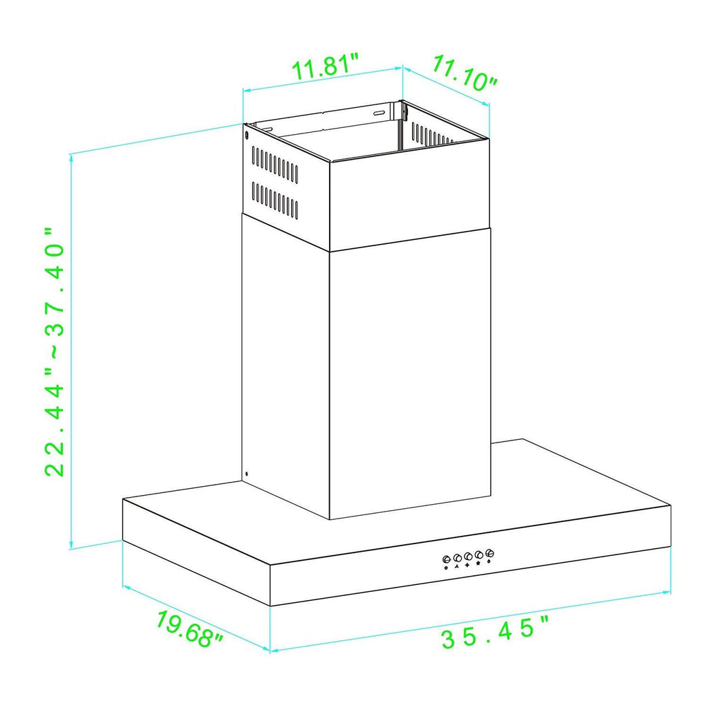 36x22 Stainless Steel Wall Mount Range Hood K1228