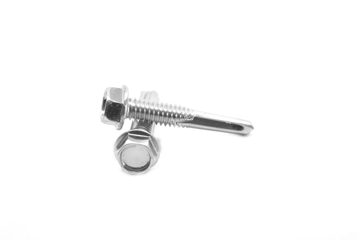 #10-16 x 1 1/2 Self Drilling Screw Hex Washer Head Low Carbon Steel Zinc Plated N34065