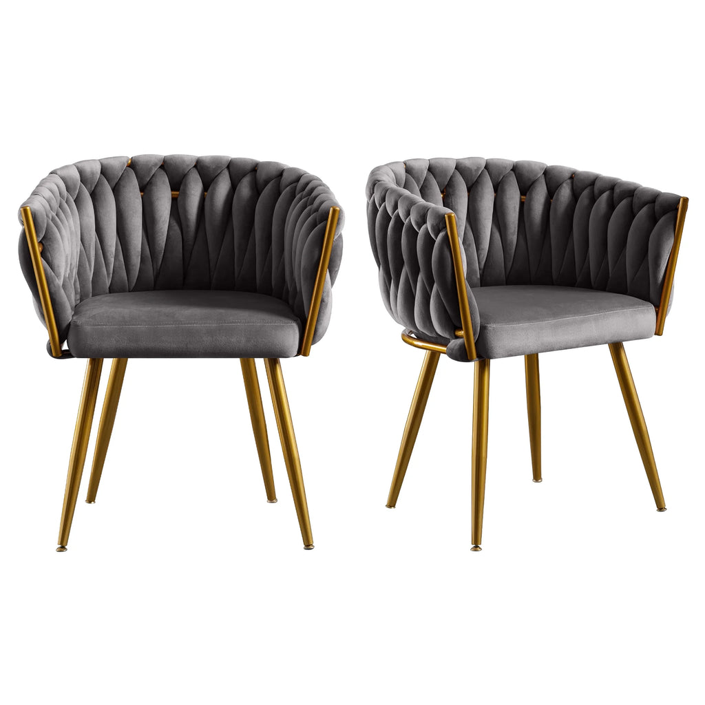 Velvet Dining Chairs Set of 2 Dark Grey F58455