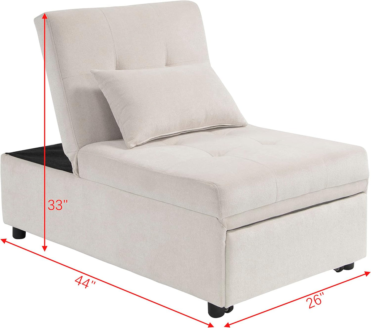 Beige Folding Ottoman Sleeper Sofa Bed J232363
