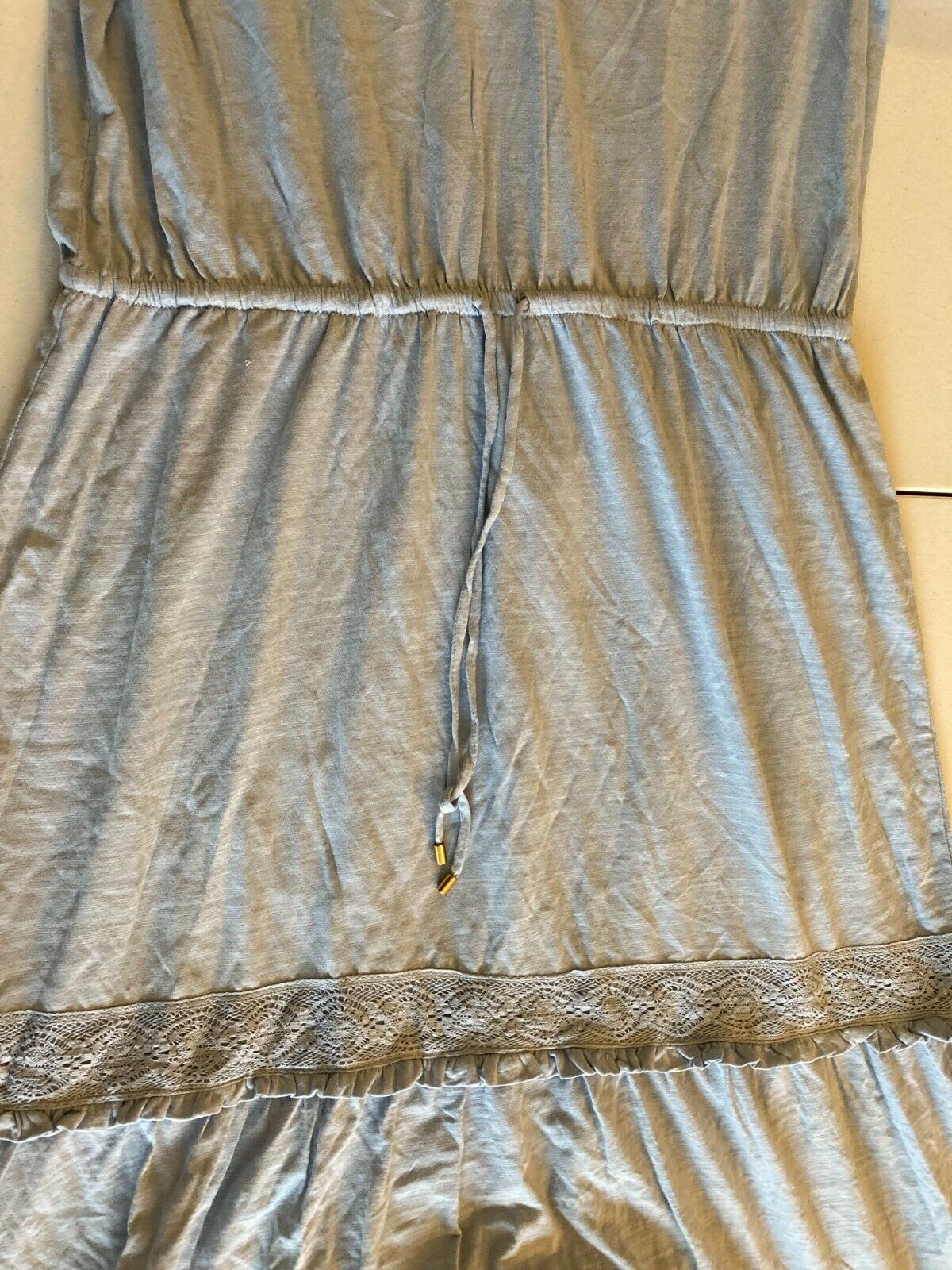 Blue Maxi Lace Trim Dress C86386