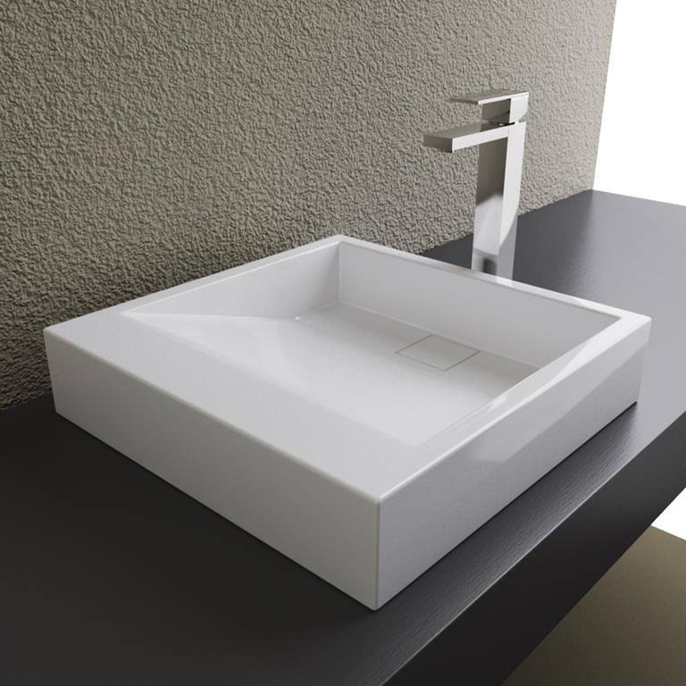 White Solid Surface Above Counter Bathroom Sink E228