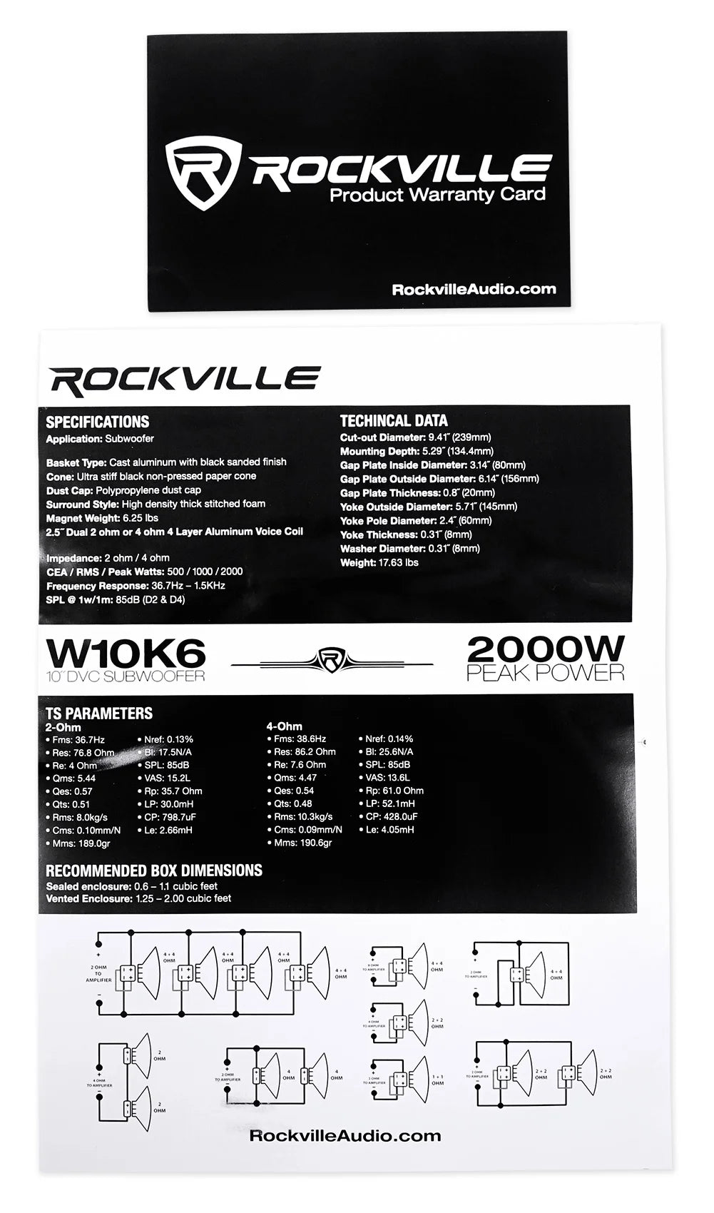 10" 2000w Peak Dual 2-Ohm Car Audio Subwoofer 500w RMS V2269