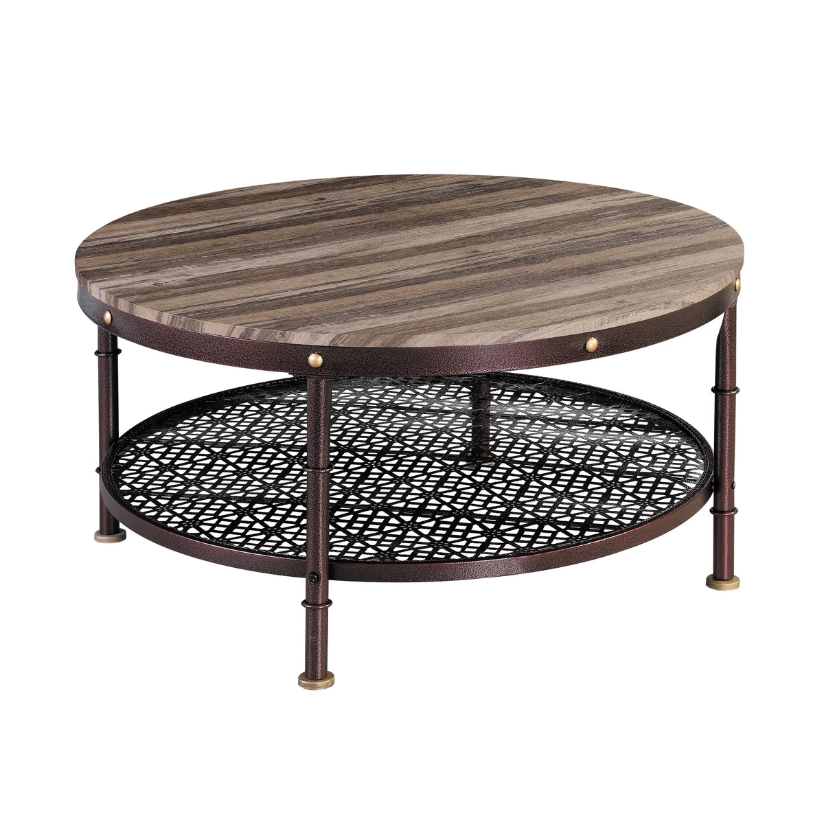Round Wood and Metal Coffee Table 36 in P2989