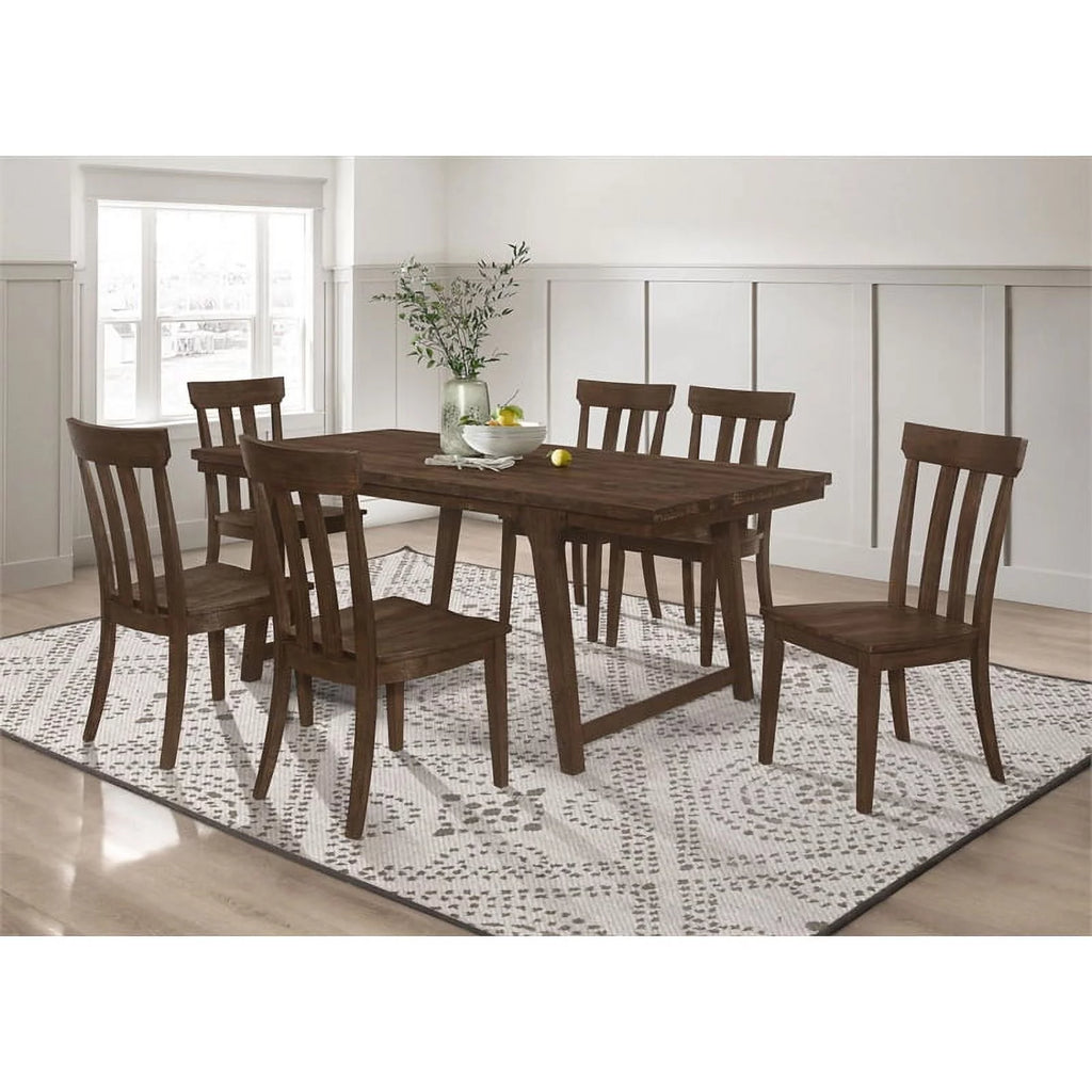 7-piece Farmhouse Wood Rectangular Dining Table Set X56381