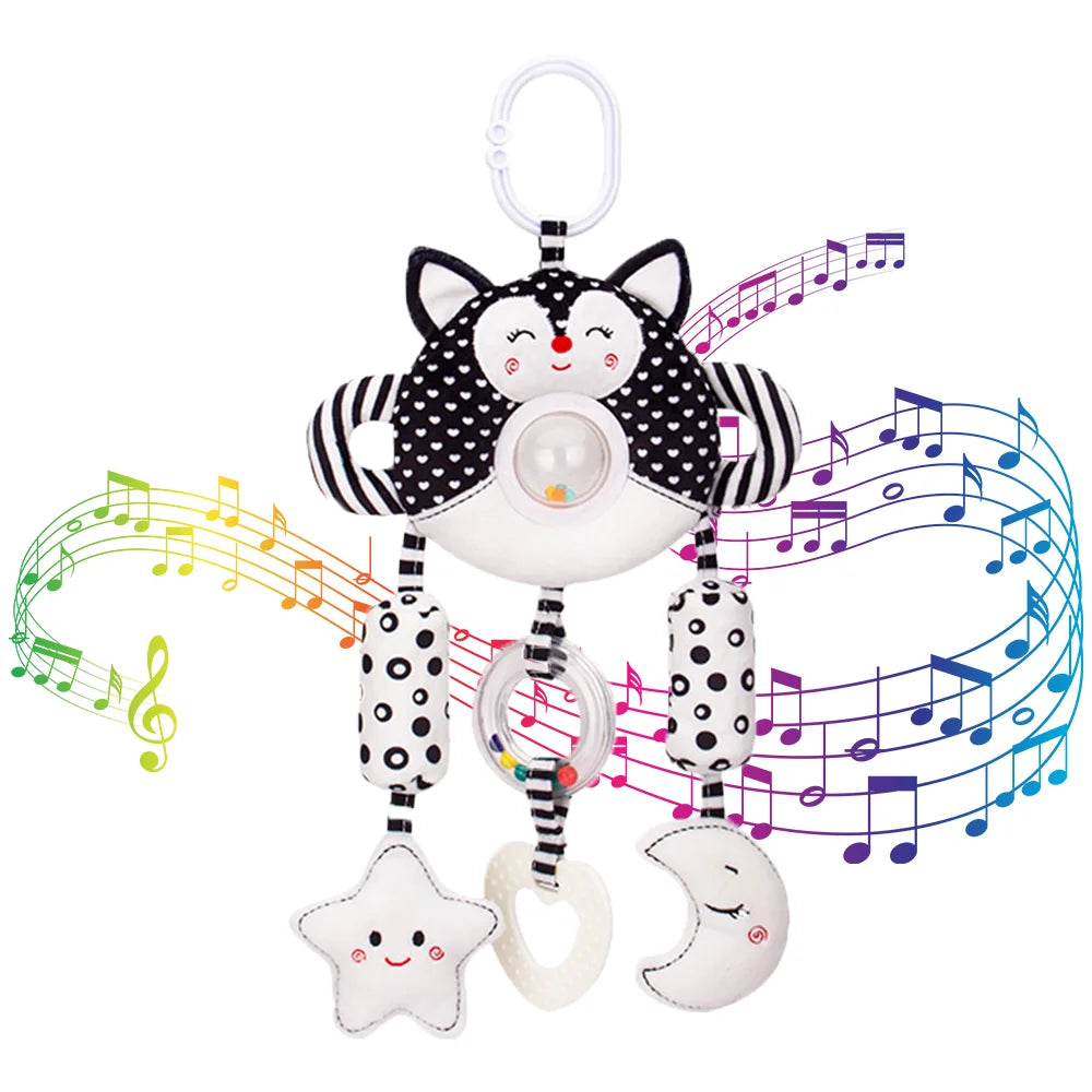High Contrast Black and White Soft Plush Baby Rattle Toys G8980