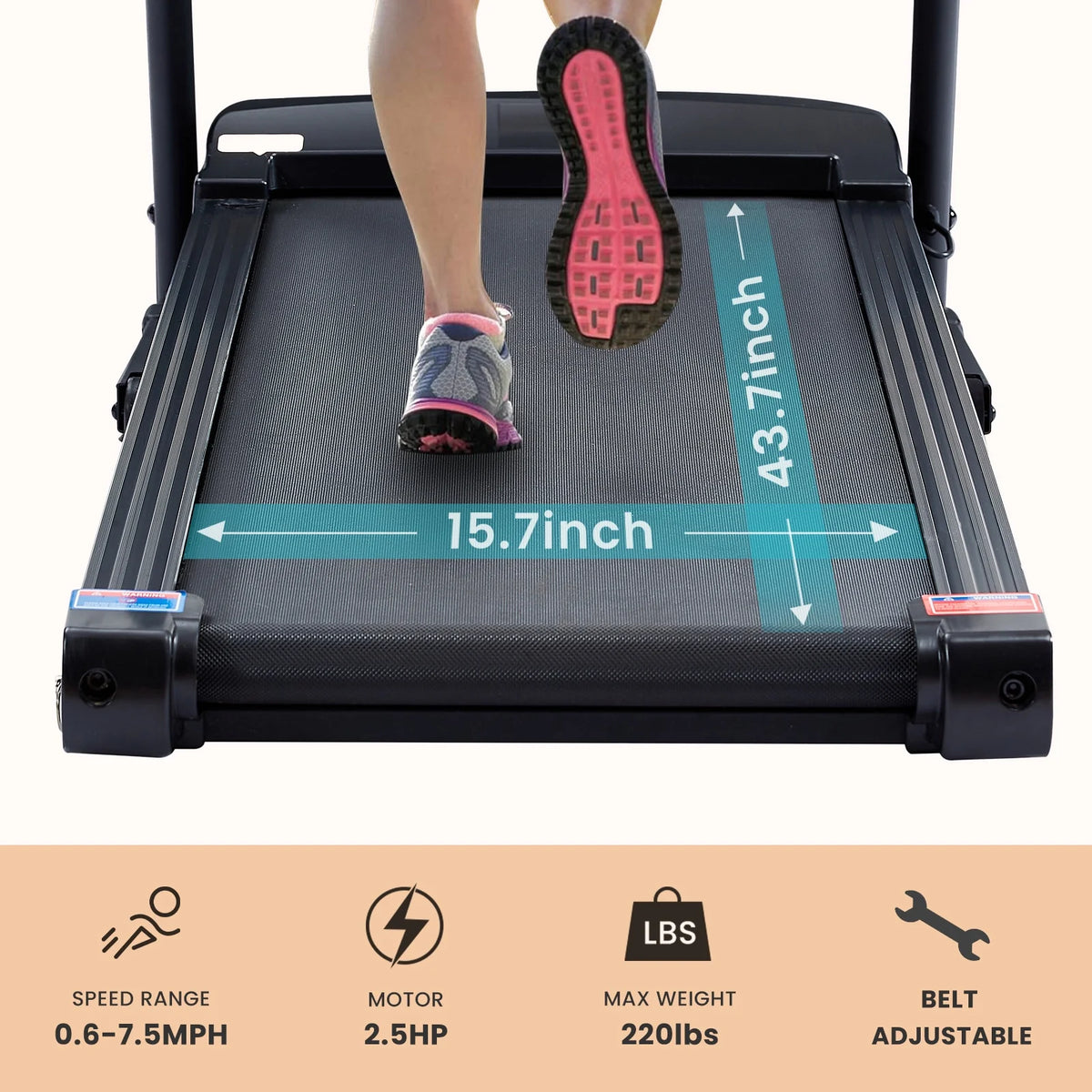2.5HP Foldable Electric Treadmill with Shock-Absorbent Deck P20104