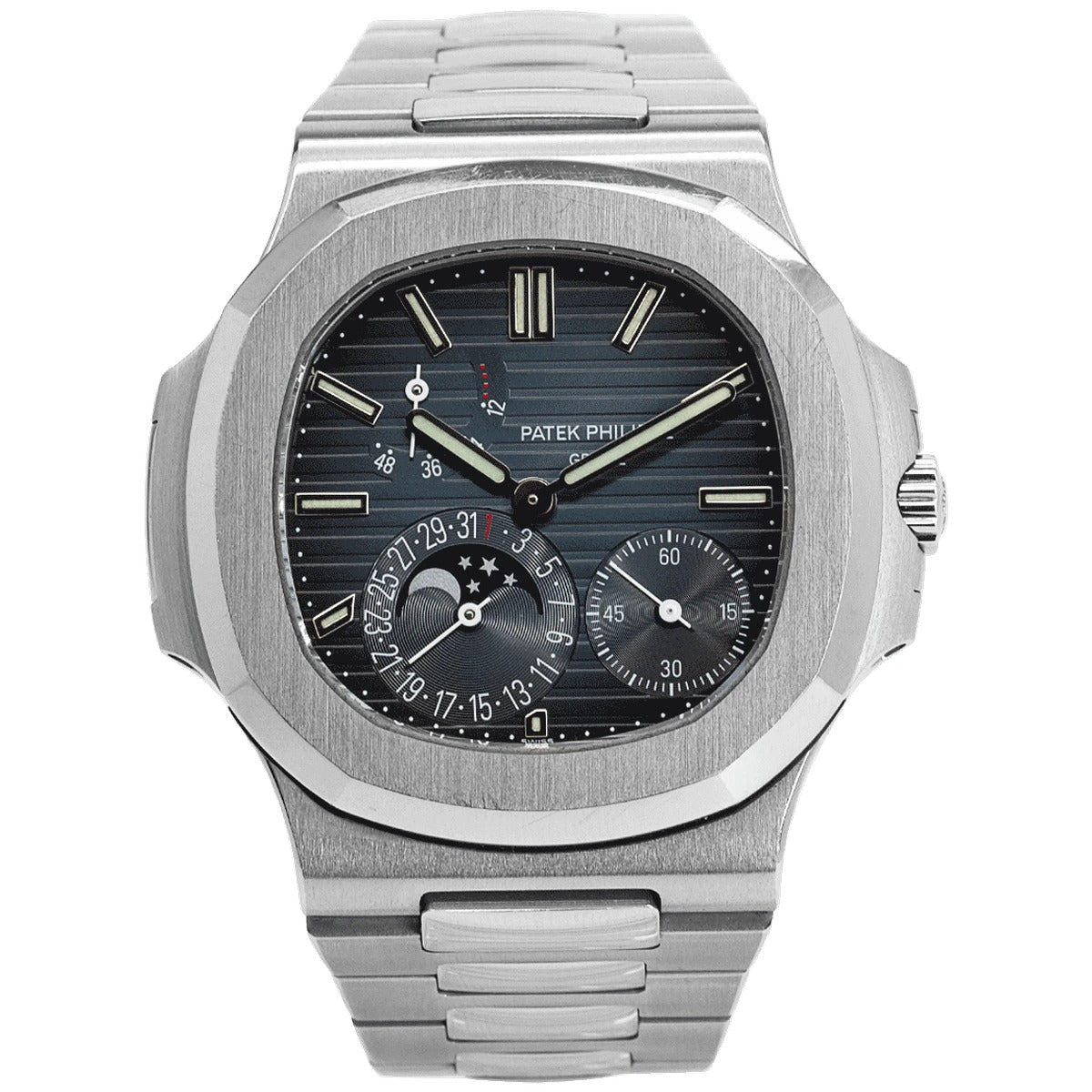 Blue Dial Moon Phases Steel 40mm E384846