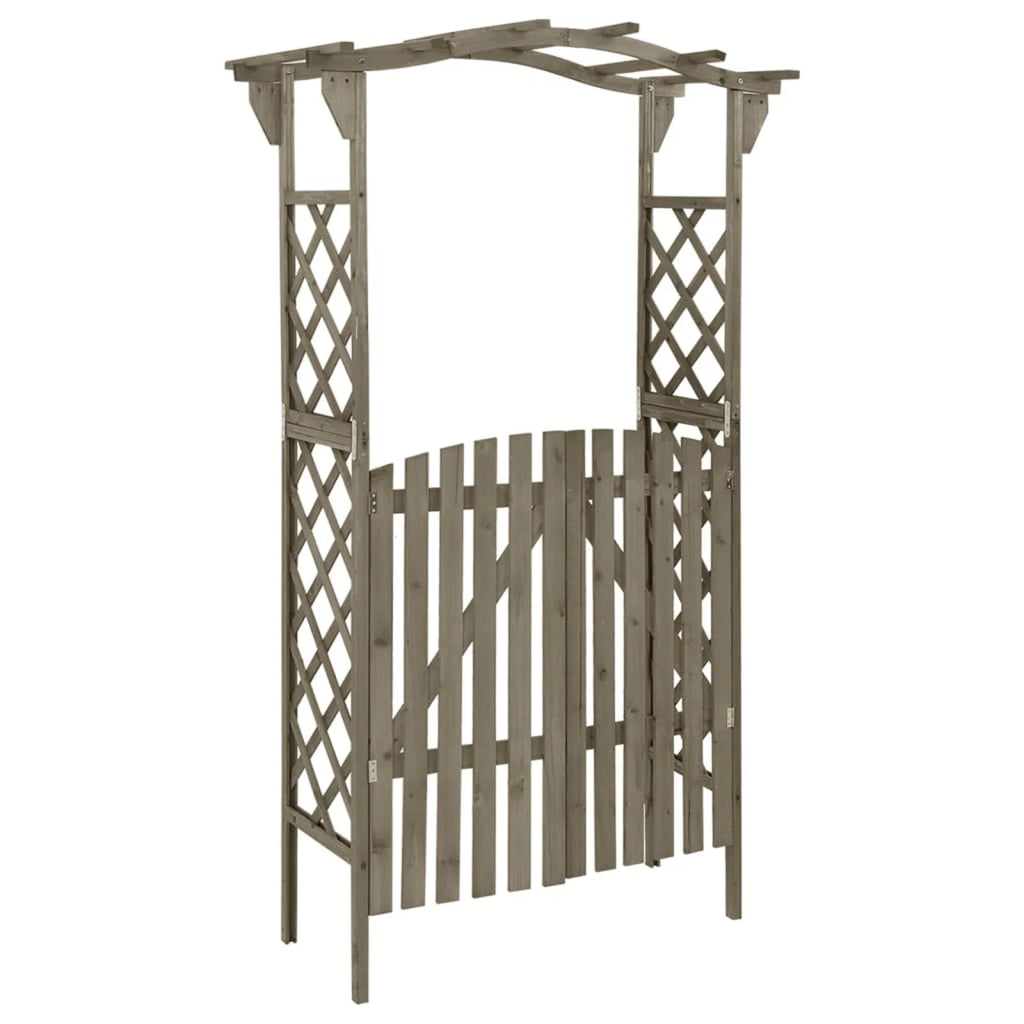 Gray Solid Firwood Pergola with Gate R357872