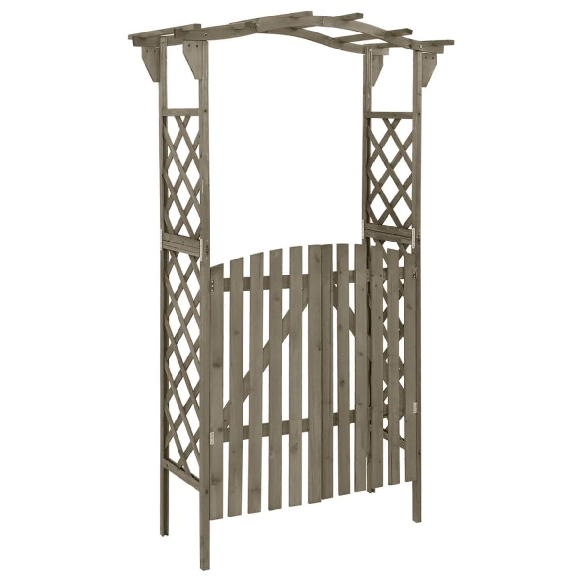 Gray Solid Firwood Pergola with Gate R357872