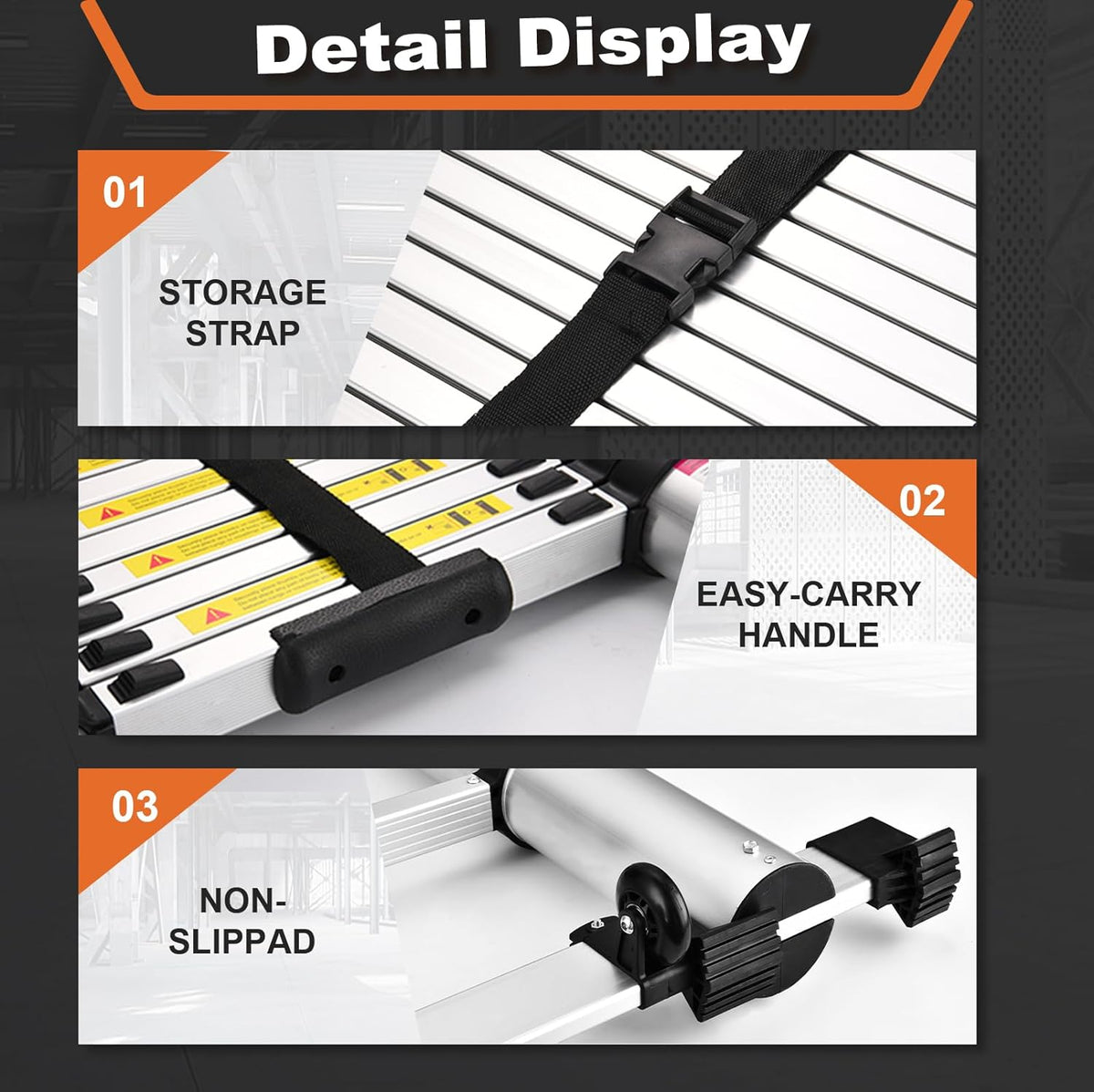 12.5 FT Aluminum Telescoping Ladder with Stabilizers X29290