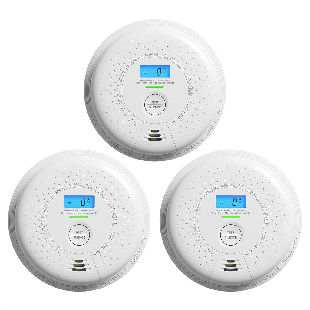 10-Year Battery Smoke and Carbon Monoxide Detector Alarm with LCD Display, Dual Sensor Q6431