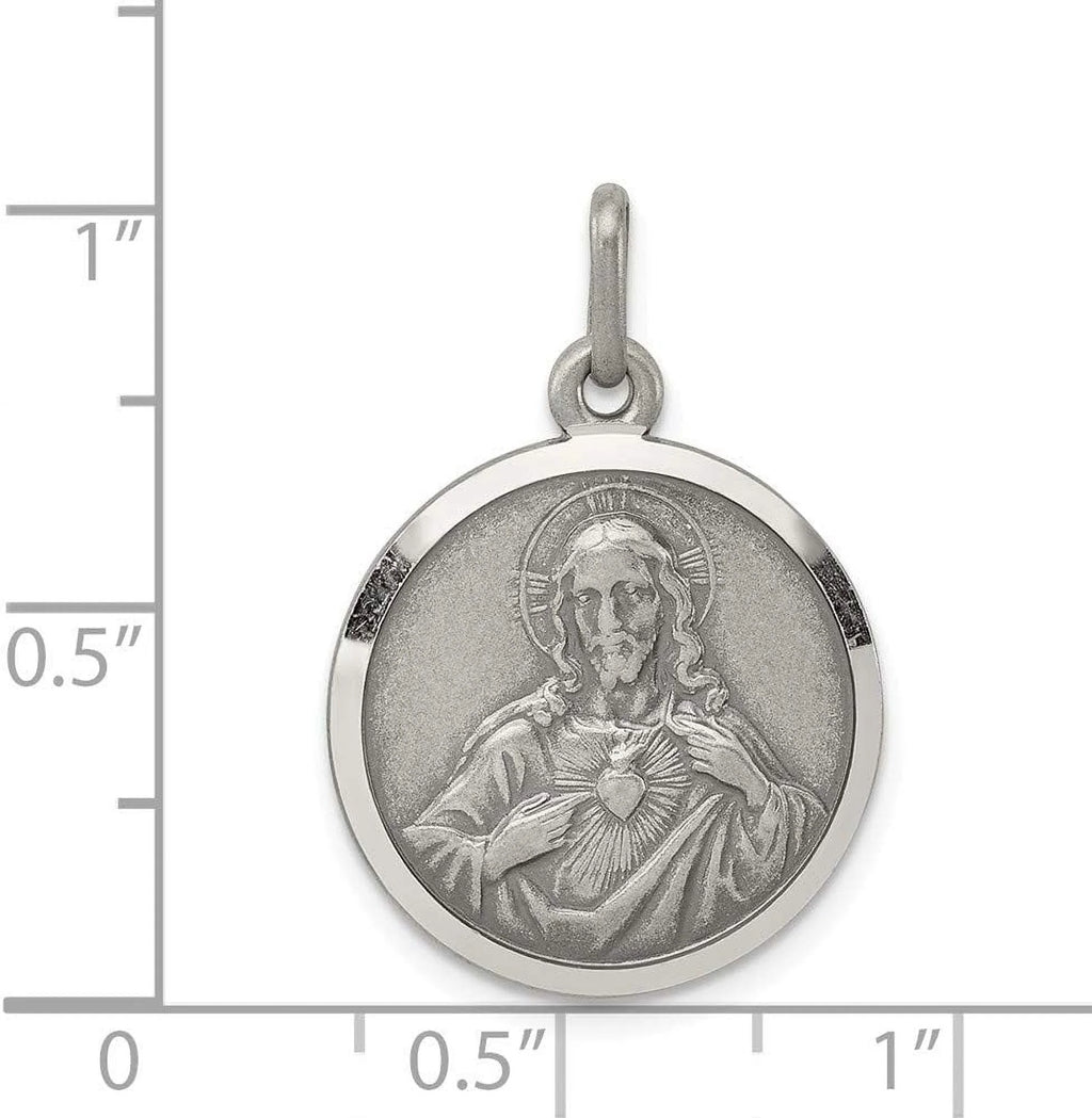 925 Sterling Silver Heart of Jesus Medal Pendant G6188