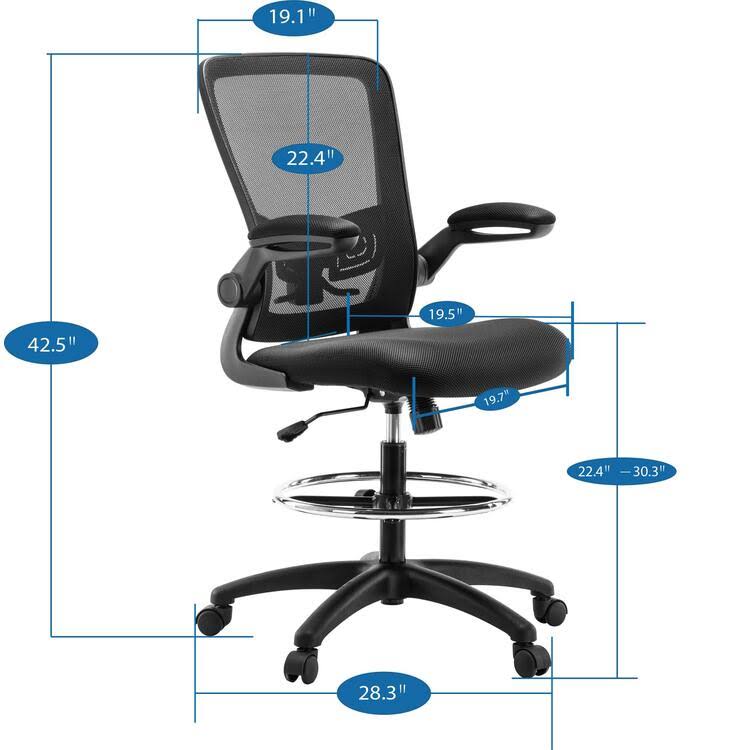 White/Black Mesh Drafting Chair K1173