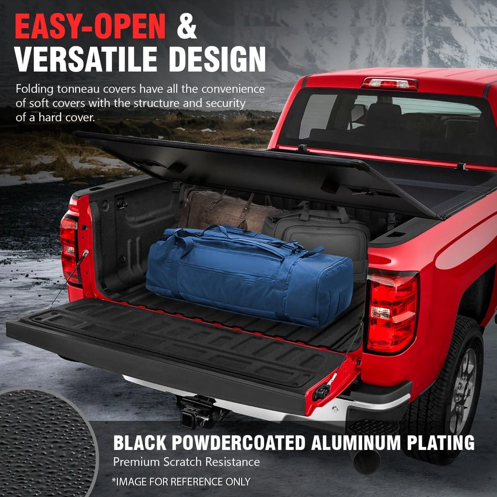 Hard Solid Tri-Fold Tonneau Cover for Chevy Silverado GMC Sierra 8Ft Long Bed S77128