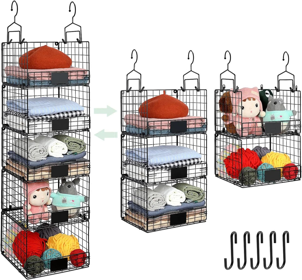 5 Tiers Hanging Closet Shelves Organizer with S Hooks R78667