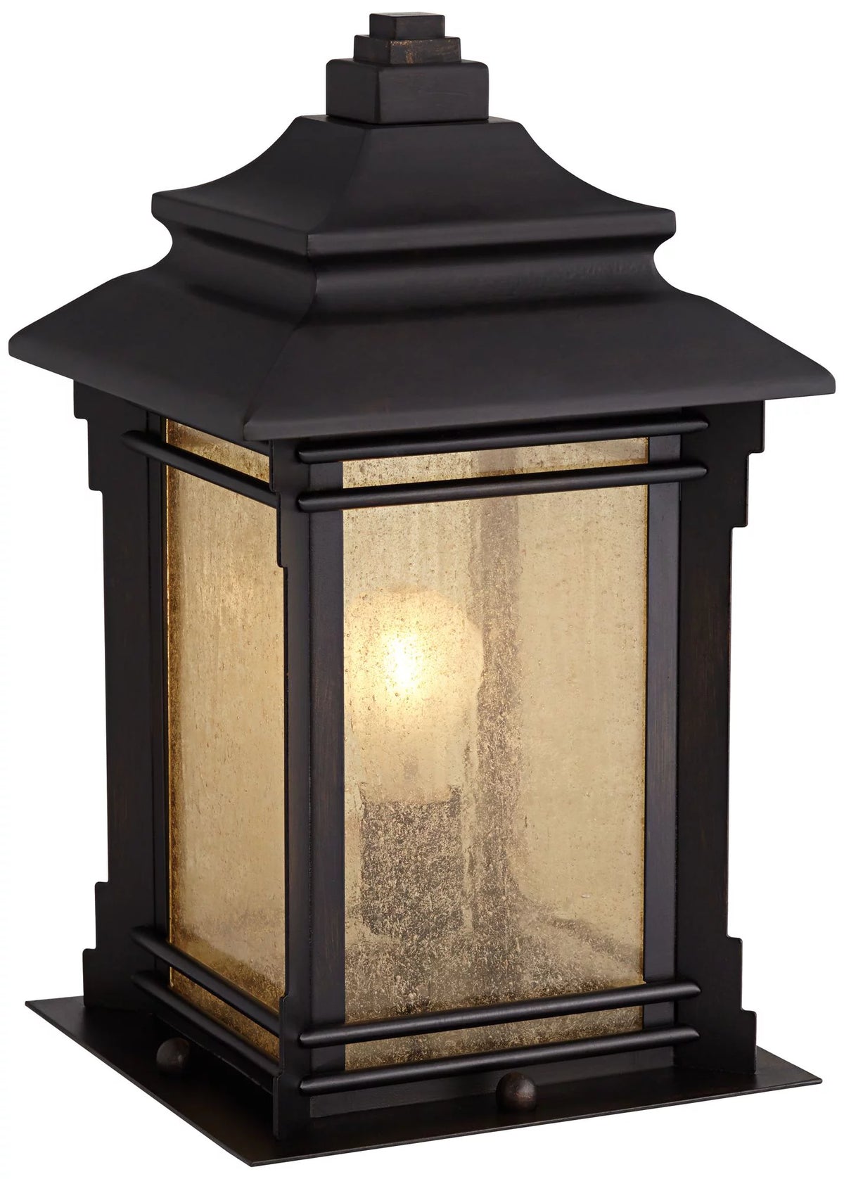 Rustic Farmhouse Outdoor Pier Mount Light Walnut Bronze Frosted Cream Glass V52301