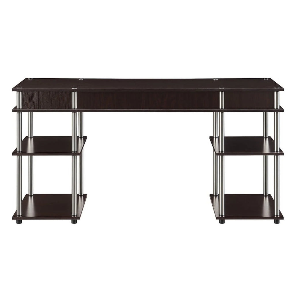 Espresso Wood Student Desk with Shelves T315