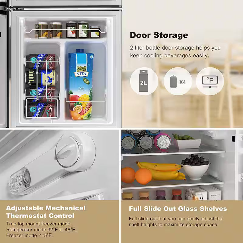 3.1 cu. ft. Stainless Steel Mini Fridge with Dual Door Freezer D386