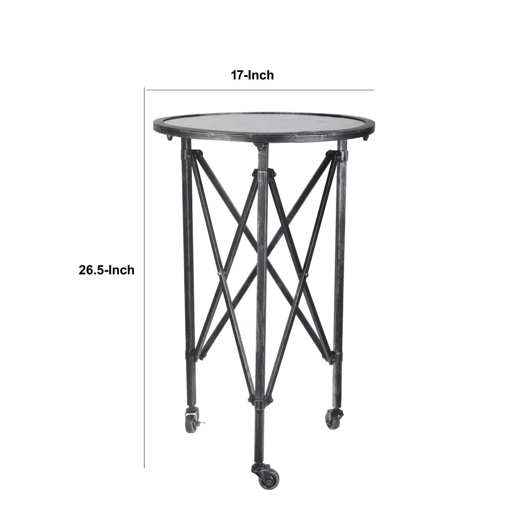27 Inch Round Metal Glass Side Table C326637
