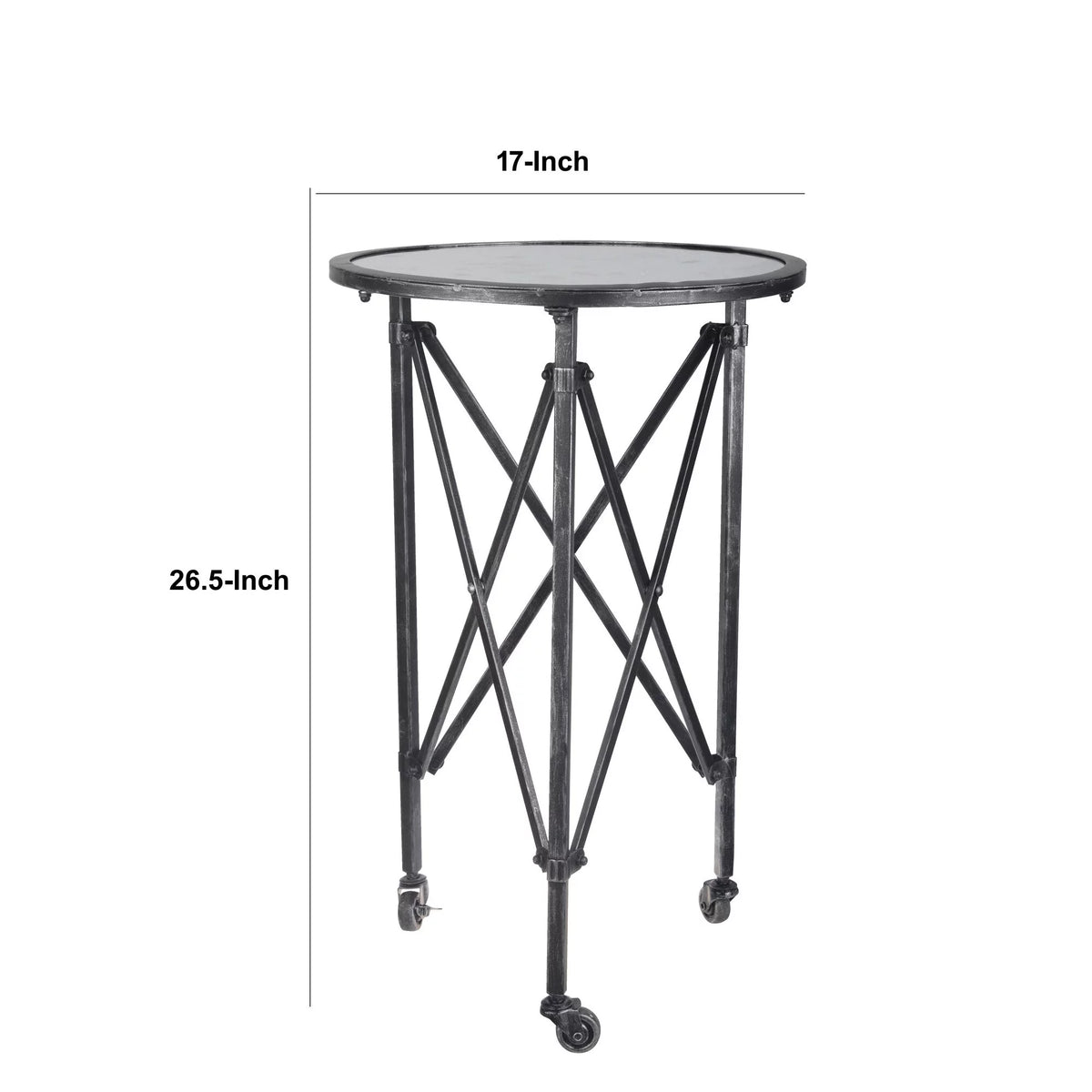 27 Inch Round Metal Glass Side Table C326637