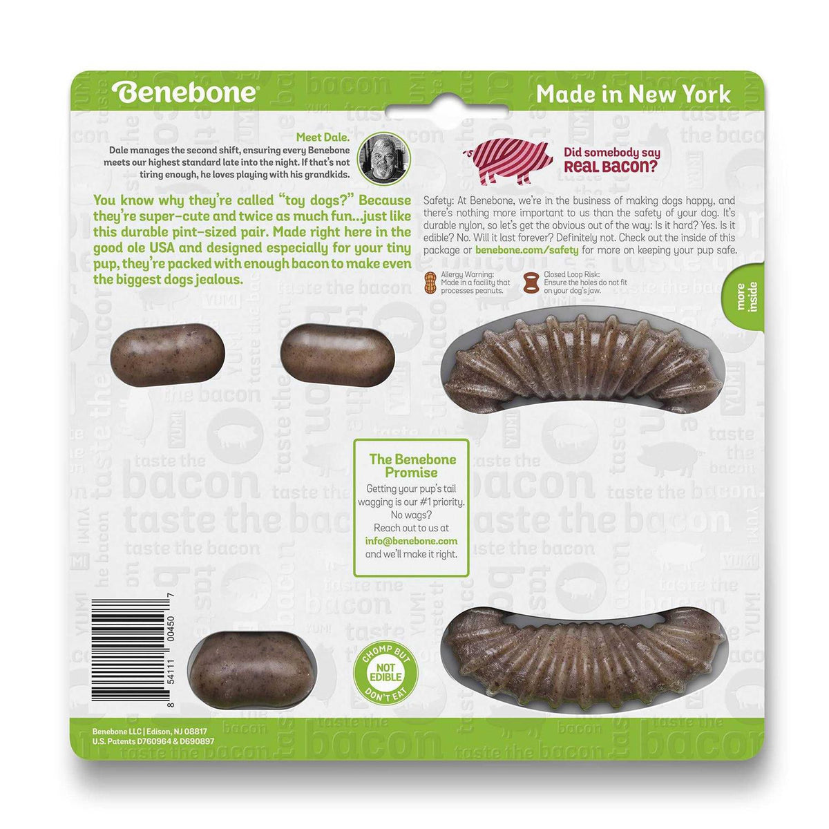 2 Pack Bacon Dog Chew Toy M1825