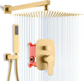 Brushed Nickel Rainfall Shower System with Valve, 12 Inch Square Ceiling Mount Shower Set K26339