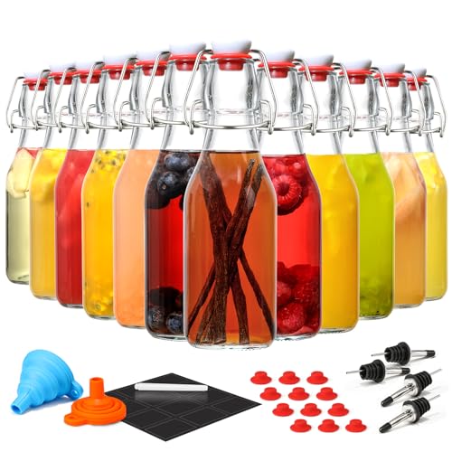 8 Pack 8.5oz Flip Top Glass Bottles L9407