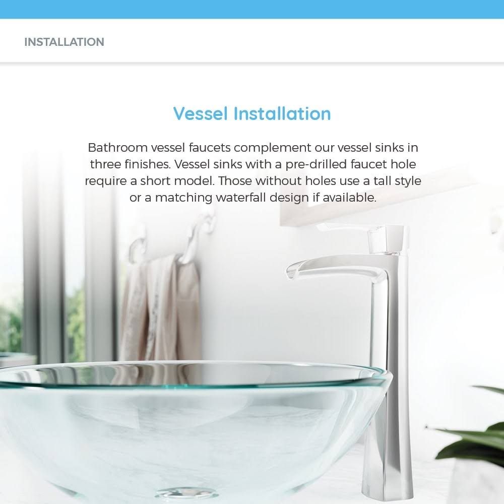Crystal Vessel Sink Ensemble with Chrome Finish Faucet, Pop-Up Drain, and Sink Ring A283406
