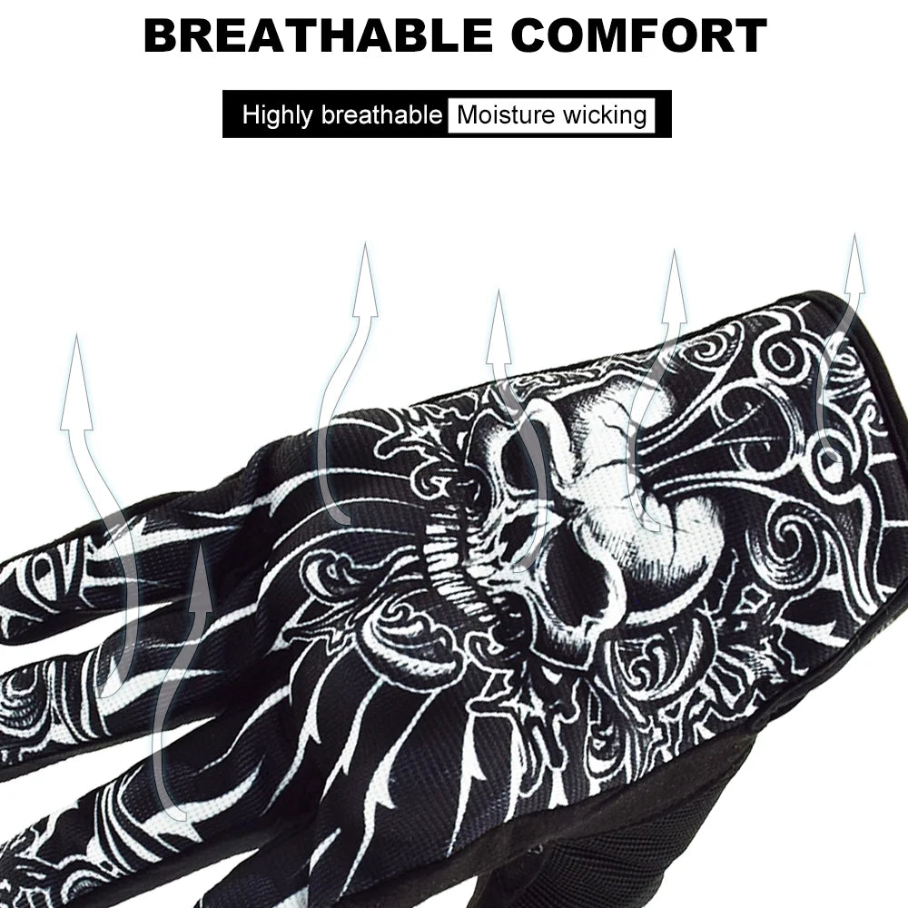 Black Skull Motocross Gloves D920