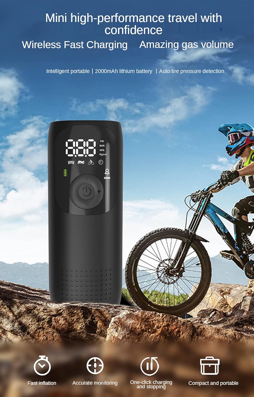 150PSI Portable Air Compressor Tire Inflator Rechargeable Digital Pump Pack of 2 P666185