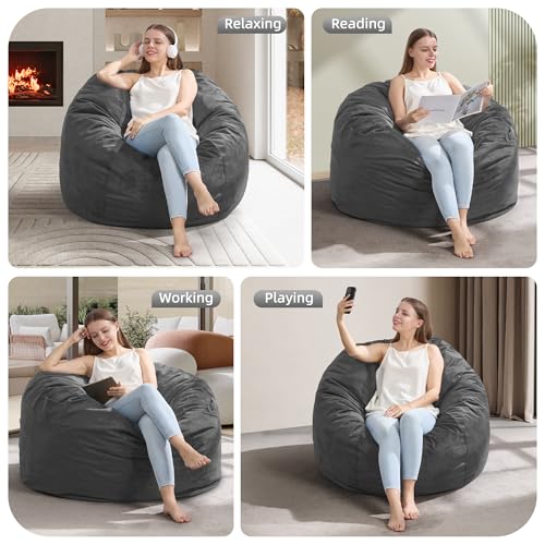 3FT Blue Velvet Memory Foam Bean Bag Chair J74012
