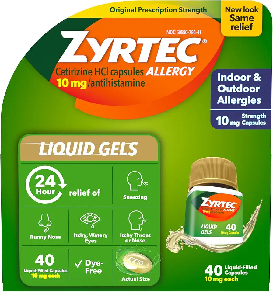 24 Hour Allergy Relief Antihistamine Capsules with Cetirizine HCl, 40 Count L229