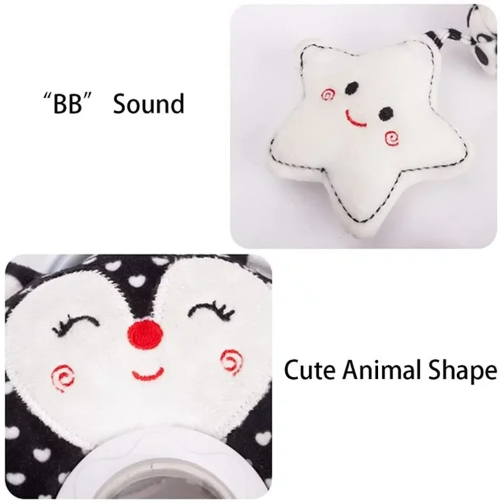 High Contrast Black and White Soft Plush Baby Rattle Toys G8980
