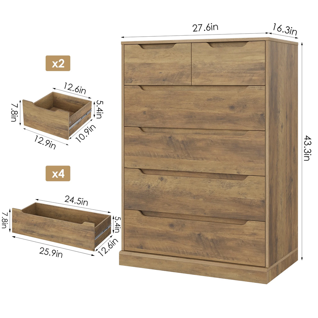 White 6 Drawer Wood Dresser Y62728