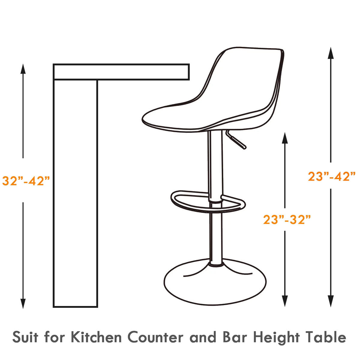 Adjustable White PU Leather Bar Stools Set of 2 H233