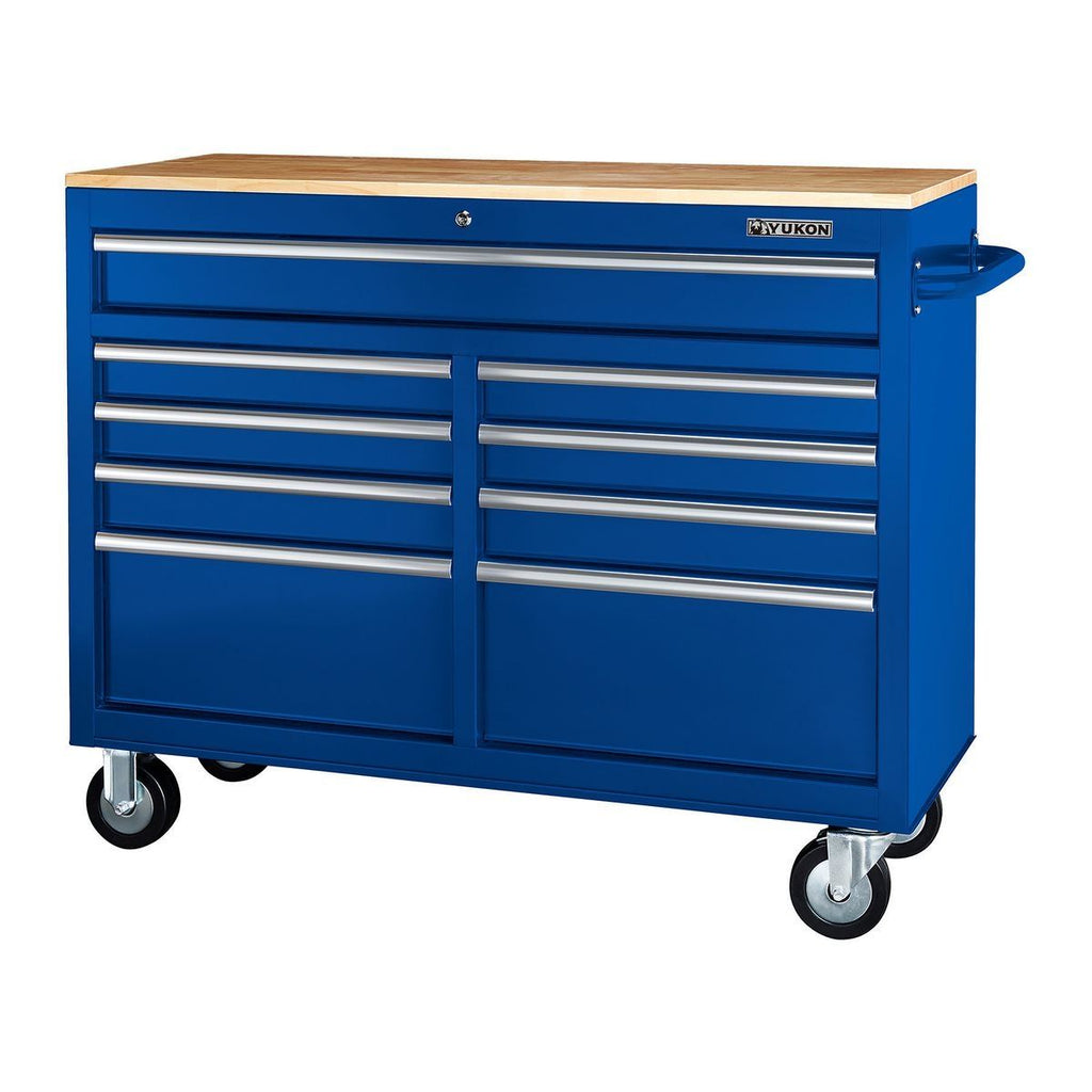 Black 9-Drawer Mobile Storage Cabinet with Solid Wood Top Q415020