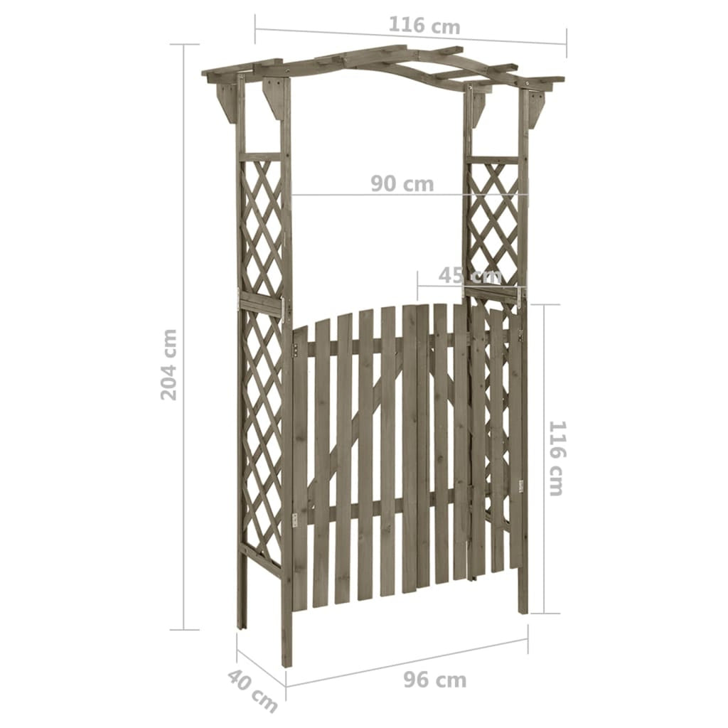 Gray Solid Firwood Pergola with Gate R357872